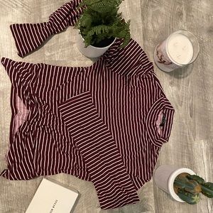 Ambiance striped Mock turtleneck (L)